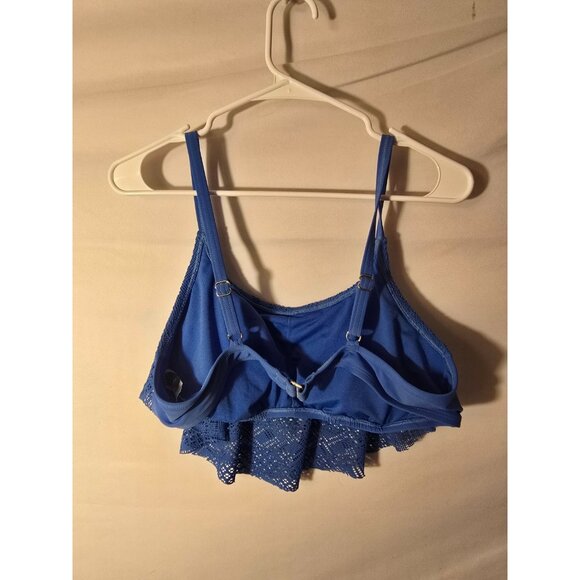 VM Full Coverage Womens Plus Size 18W 1X Bikini Swimsuit Top Blue Lace - Picture 2 of 2